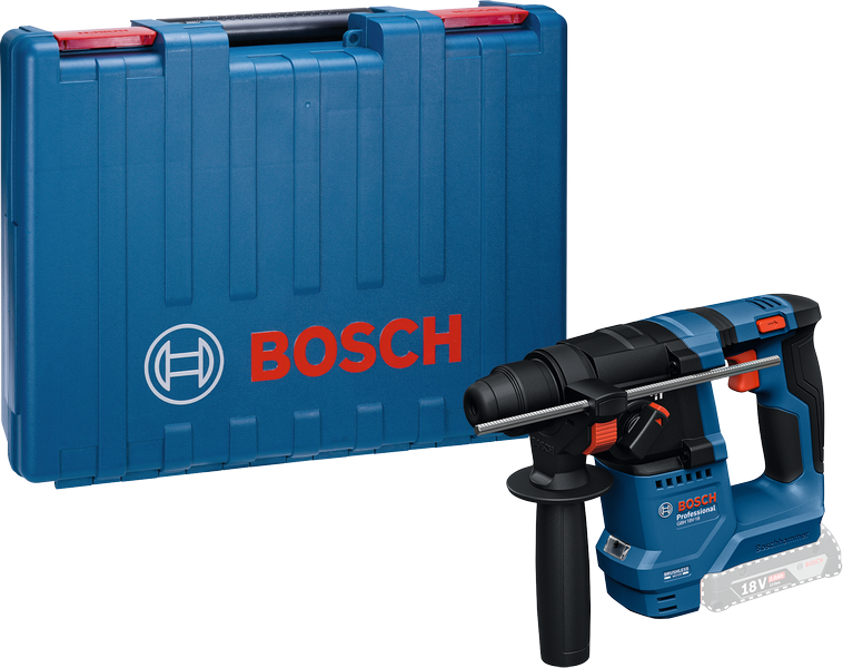 Máy khoan búa dùng pin Bosch GBH 18V-18 có hộp đựng.