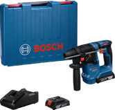 Máy khoan búa quay Bosch GBH 18V-18 có hộp đựng và pin.