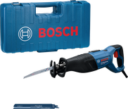 Máy cưa lọng Bosch GSA 12-30 có hộp và lưỡi cưa.