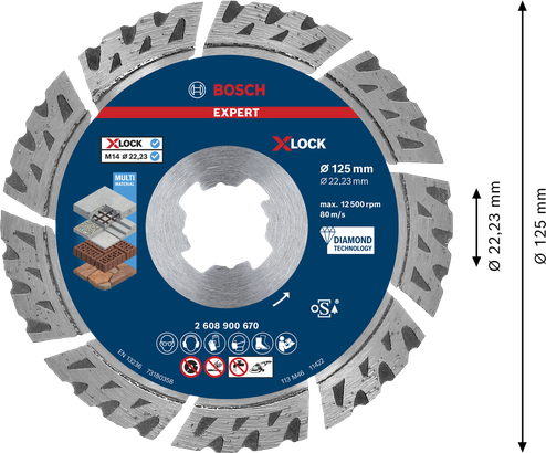 EXPERT MultiMaterial Đĩa cắt kim cương Bosch EXPERT MultiMaterial X-LOCK 125mm.