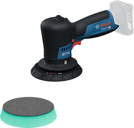 GPX 12V-125 Máy chà nhám quỹ đạo ngẫu nhiên không dây Bosch có kèm miếng đánh bóng.