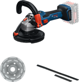 Máy mài bê tông dùng pin Bosch GBR 18V-15 S kèm phụ kiện.