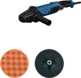 Máy đánh bóng Bosch GPO 11-180 có miếng đệm và tấm lót.