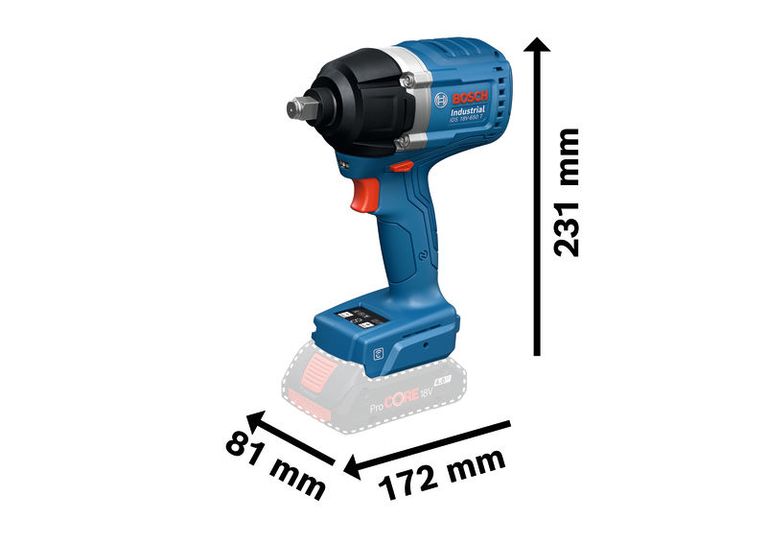 Máy siết bu lông Bosch IDS 18V-650 T, thiết kế nhỏ gọn.