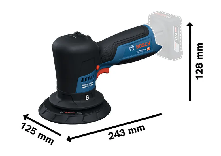 Máy đánh bóng Bosch GPX 12V-125 có động cơ không chổi than.