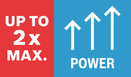 Công suất tối đa 2x.