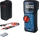 Đồng hồ vạn năng kỹ thuật số Bosch GDM 600-15 có đầu dò và hộp đựng.