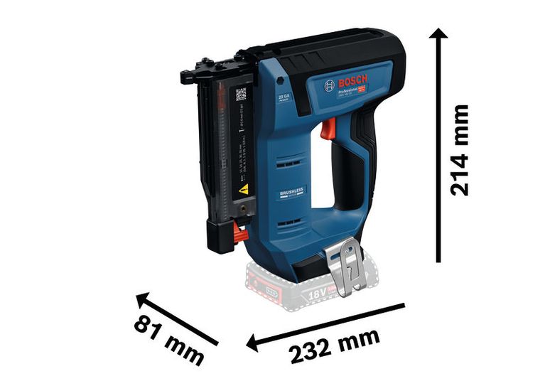 Máy đóng đinh gỗ dùng pin Bosch GNH 18V-35 có kích thước nhỏ gọn.