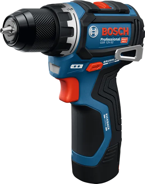 Máy khoan vặn vít dùng pin Bosch GSR 12V-32 có động cơ không chổi than.
