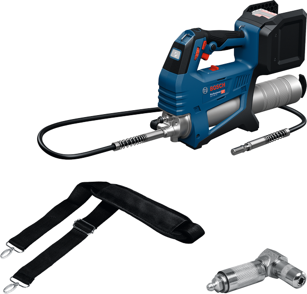 Súng bơm mỡ dùng pin Bosch GFP 18V-10 có dây đeo.