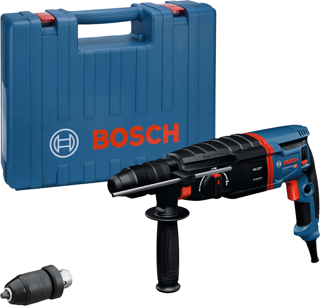Máy khoan búa quay Bosch GBH 2-26 F có hộp đựng.