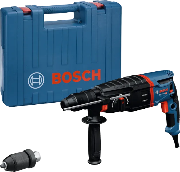 Máy khoan búa quay Bosch GBH 2-26 F có hộp đựng.