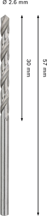 Mũi khoan xoắn Bosch PRO Metal HSS-G 2,6x30x57 mm.