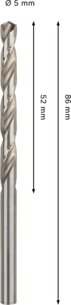Mũi khoan xoắn Bosch PRO Metal HSS-G 5mm, chiều dài 86mm.