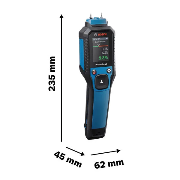 Máy đo độ ẩm vật liệu Bosch GMP 2-15 có kích thước.