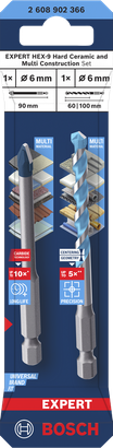 Bộ EXPERT HEX-9 Hard Ceramic và Multi Construction Bộ mũi khoan gốm cứng và đa năng Bosch EXPERT HEX-9 6 mm.