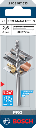 Mũi khoan Bosch PRO Metal HSS-G 2.6×30×57 mm.