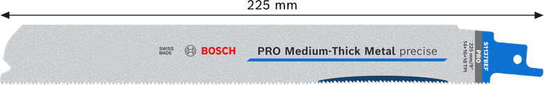 Lưỡi PRO Medium-Thick Metal precise S1137BEF, 1,1 x 25 x 225 mm, 25 chiếc Lưỡi dao Bosch PRO Medium-Thick Metal chính xác S1137BEF, 225 mm.