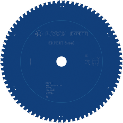 Lưỡi cưa tròn EXPERT Steel, 305 x 2,6/2,2 x 25,4 mm, T80 Lưỡi cưa tròn Bosch EXPERT Steel, 305 mm, 80 răng.