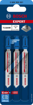 Lưỡi cưa lọng EXPERT Tough Metal thin T118AHM, 3 chiếc Lưỡi cưa lọng cacbua Bosch EXPERT Tough Metal T118AHM.