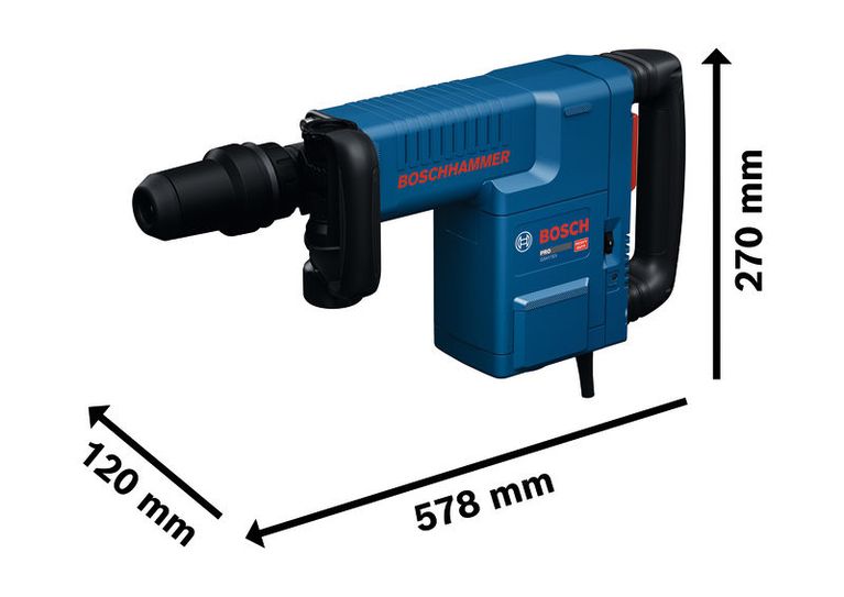 Máy đục bê tông Bosch GSH11EV SDS max có kích thước.