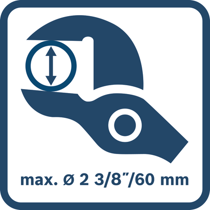 Khả năng cắt tối đa 2 3/8 inch (60 mm).