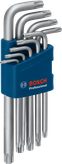 Bộ lục giác Torx 9 chi tiết Bosch kèm cán bằng thép S2.