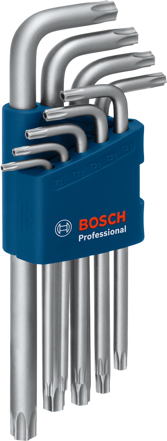 Bộ lục giác Torx 9 chi tiết Bosch kèm cán bằng thép S2.