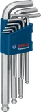 Bộ lục giác Allen 9 chi tiết Bosch S2 trong hộp đựng màu xanh dương.