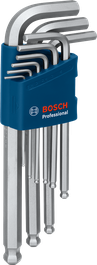 Bộ lục giác Allen 9 chi tiết Bosch S2 trong hộp đựng màu xanh dương.