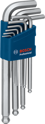 Bộ lục giác Allen 9 chi tiết Bosch S2 trong hộp đựng màu xanh dương.