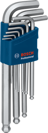 Bộ lục giác Allen 9 chi tiết Bosch S2 trong hộp đựng màu xanh dương.