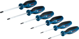 Bộ tua vít Bosch TX 6 chi tiết với tay cầm đa thành phần.