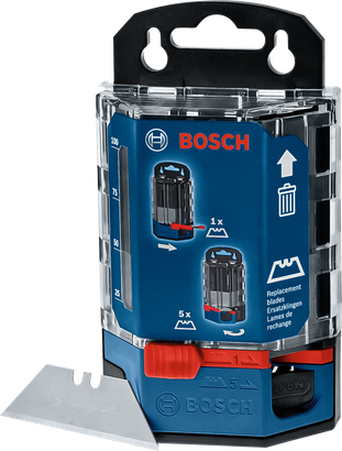 Hộp đựng lưỡi dao Bosch kèm 50 lưỡi dao thay thế.