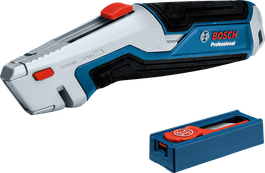 Bộ dao và lưỡi dao Bosch 11 món kèm hộp đựng.