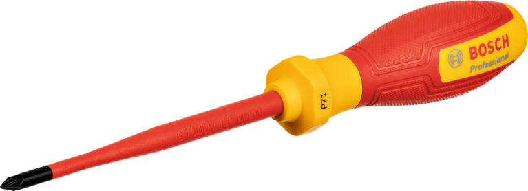Tua vít Bosch VDE PZ1x100 với tay cầm cách điện.