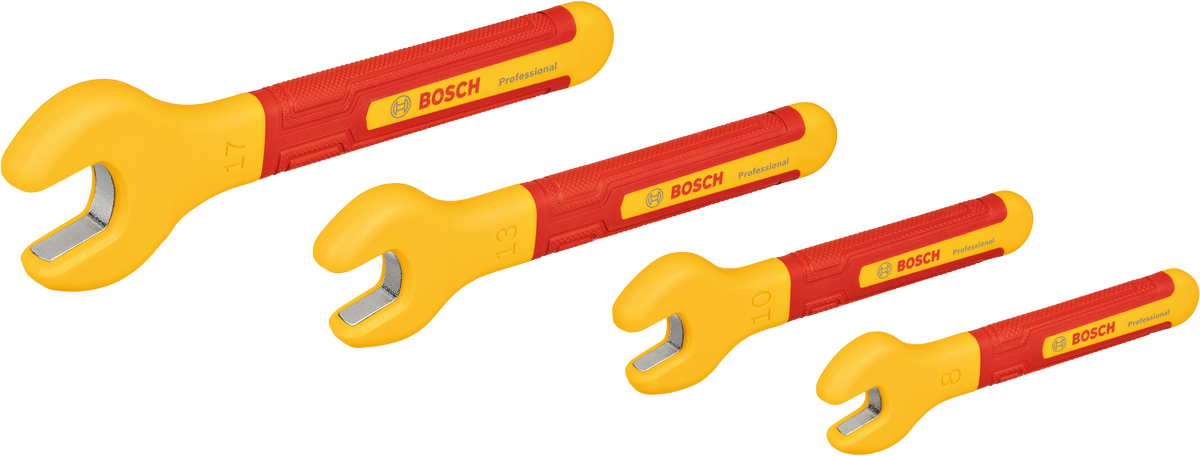 Bộ cờ lê Bosch VDE 4 chi tiết, có lớp cách điện.