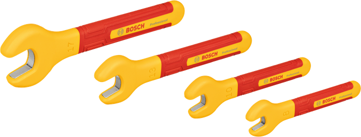 Bộ cờ lê Bosch VDE 4 chi tiết, có lớp cách điện.