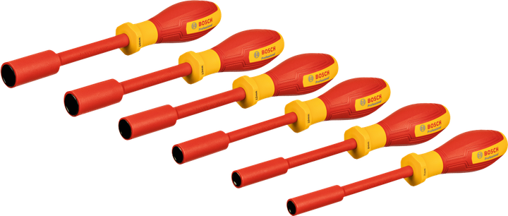 Bộ cờ lê đầu tuýp Bosch VDE, 6 chi tiết tay cầm cách điện.