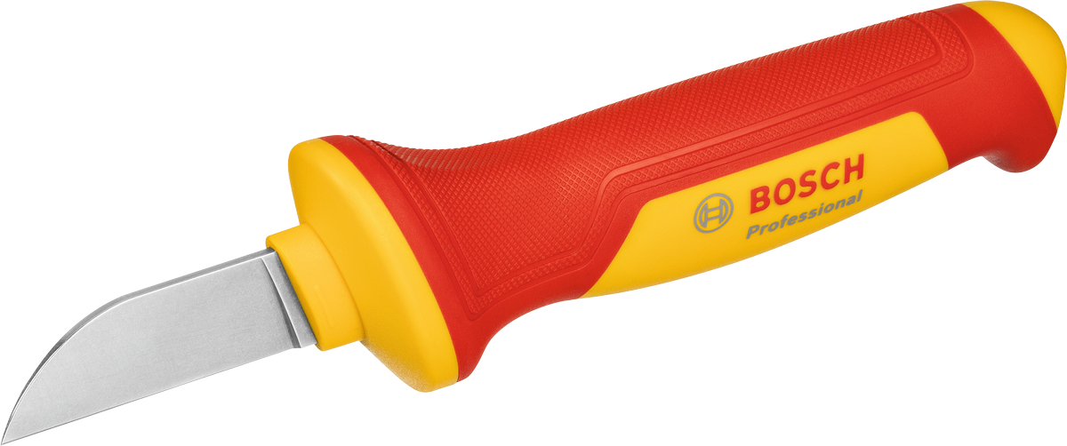Dao cắt cáp Bosch VDE với tay cầm cách điện màu đỏ và vàng.