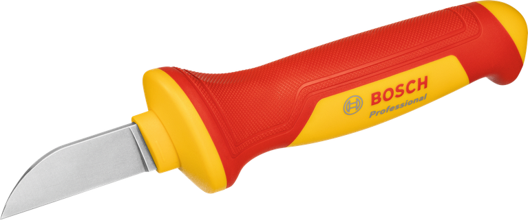 Dao cắt cáp Bosch VDE với tay cầm cách điện màu đỏ và vàng.