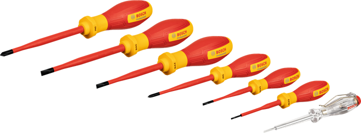 Bộ tua vít Bosch VDE SL/PH 7 chi tiết, dùng cho điện áp lên đến 1000V.