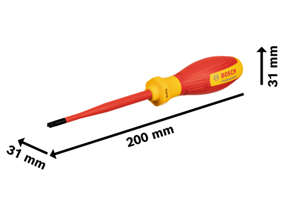 Tua vít Bosch VDE SL/PZ1x100 với tay cầm cách điện.
