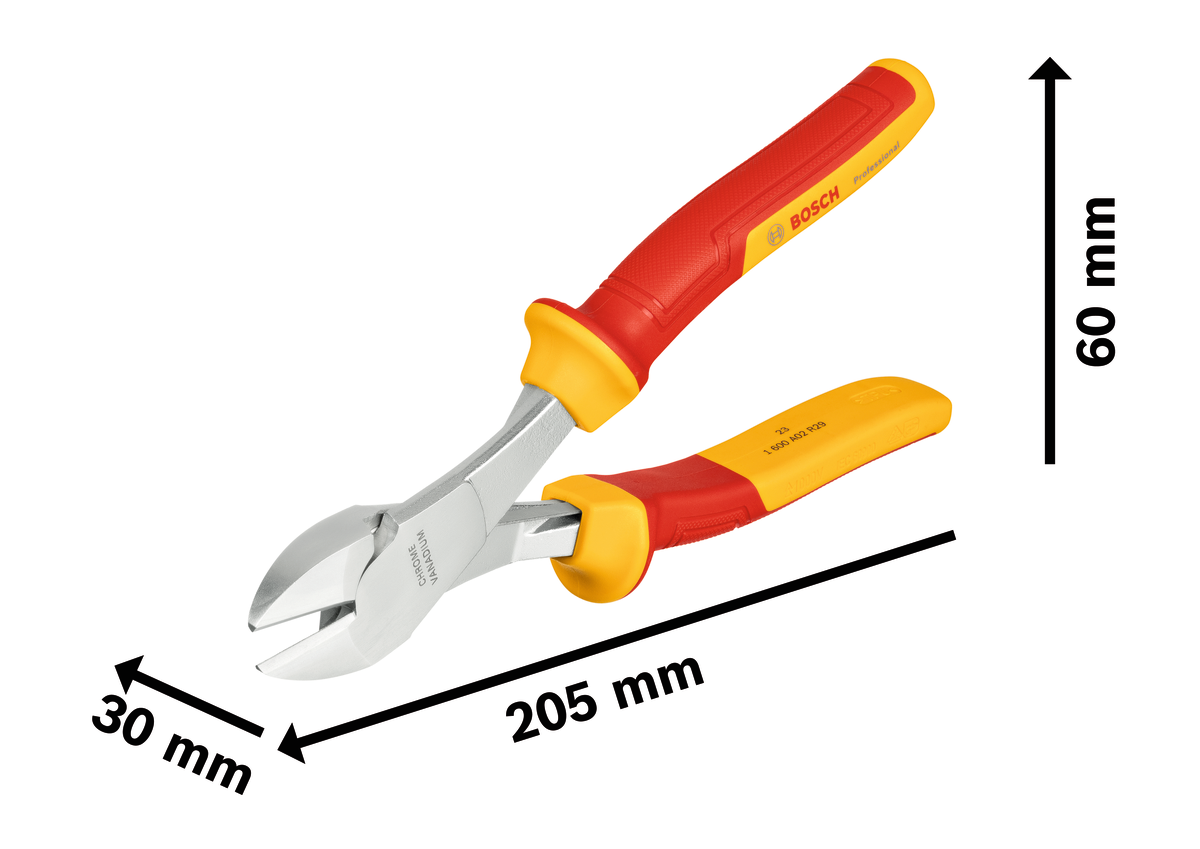 Kìm cắt cạnh chéo trợ lực cách điện VDE 200 mm Professional
