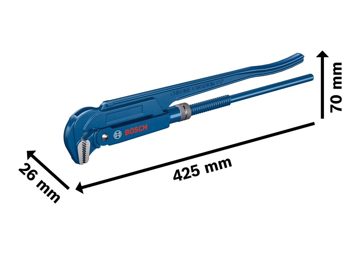 Mỏ lết nước góc 90°, 420 mm chuyên nghiệp