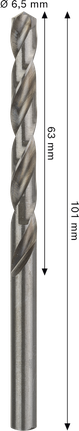 Mũi khoan xoắn Bosch PRO Metal HSS-G 6,5 mm.