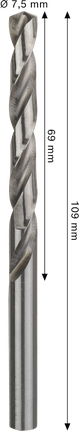 Mũi khoan xoắn Bosch PRO Metal HSS-G 7,5x69x109 mm.