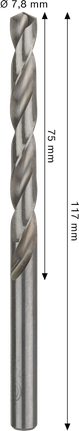 Mũi khoan xoắn Bosch PRO Metal HSS-G 7,8x75x117 mm.