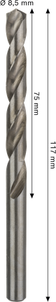 Mũi khoan xoắn Bosch PRO Metal HSS-G 8,5x75x117 mm.
