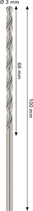 Mũi khoan xoắn Bosch PRO Metal HSS-G 3 mm, chiều dài 100 mm.